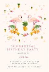 Flamingo Party - Invitación De Cumpleaños